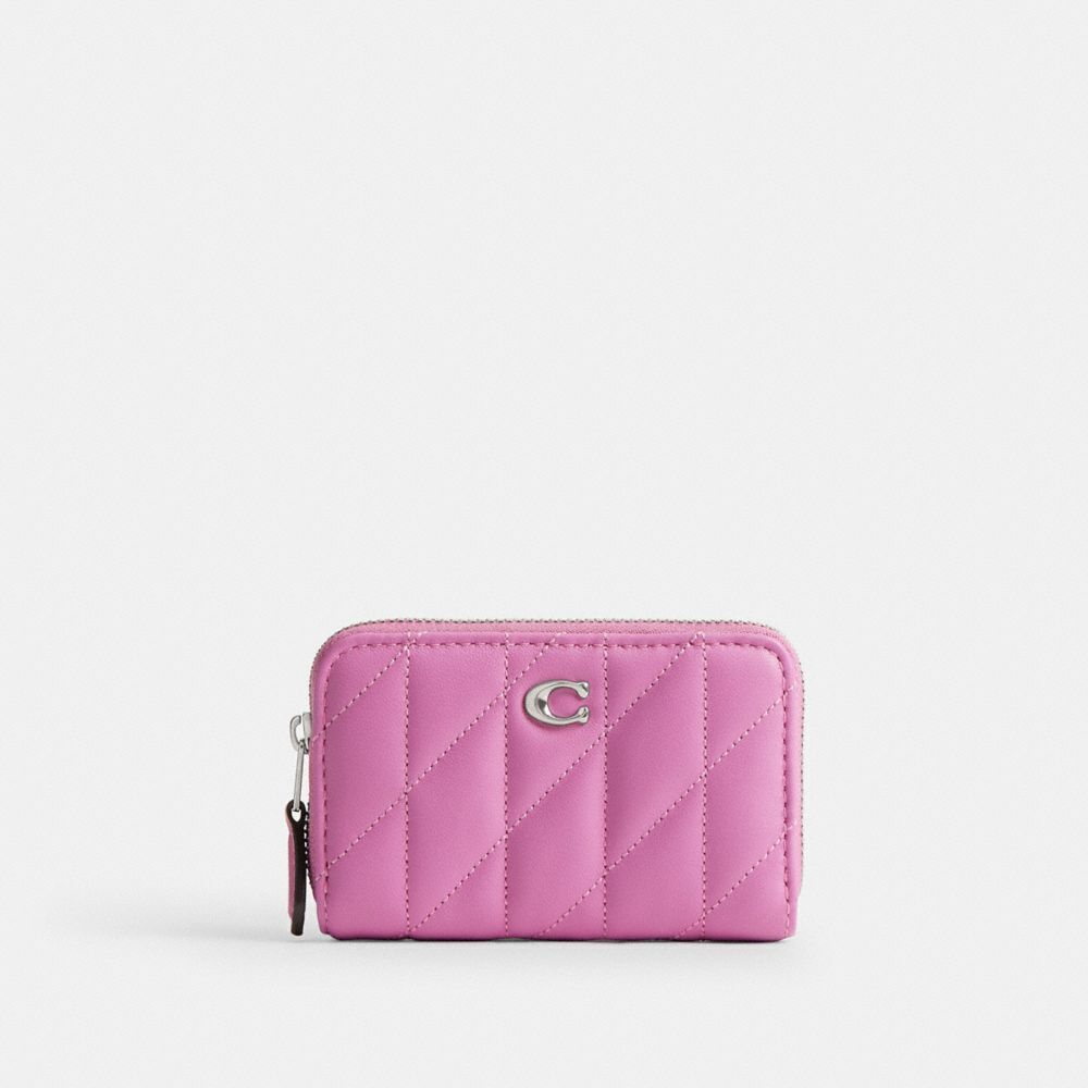 Coach Essential Small Zip Around Card Case With Pillow Quilting NEW denim